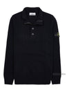 Wappen Patch Half Button Lambswool Knit Top Black - STONE ISLAND - BALAAN 2