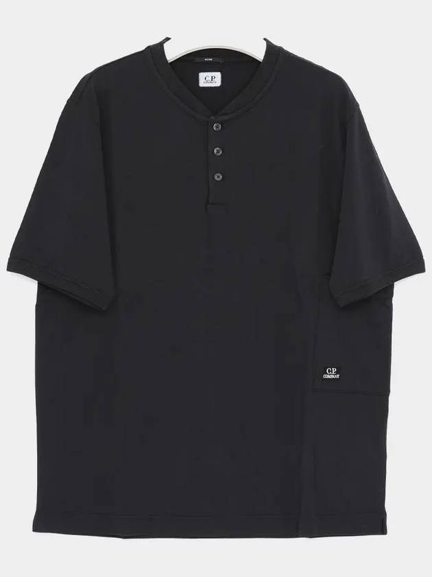 Tacting Piquet Buttoned Short Sleeve T-Shirt Black - CP COMPANY - BALAAN 3