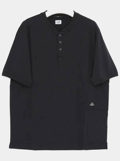 Tacting Piquet Buttoned Short Sleeve T-Shirt Black - CP COMPANY - BALAAN 2