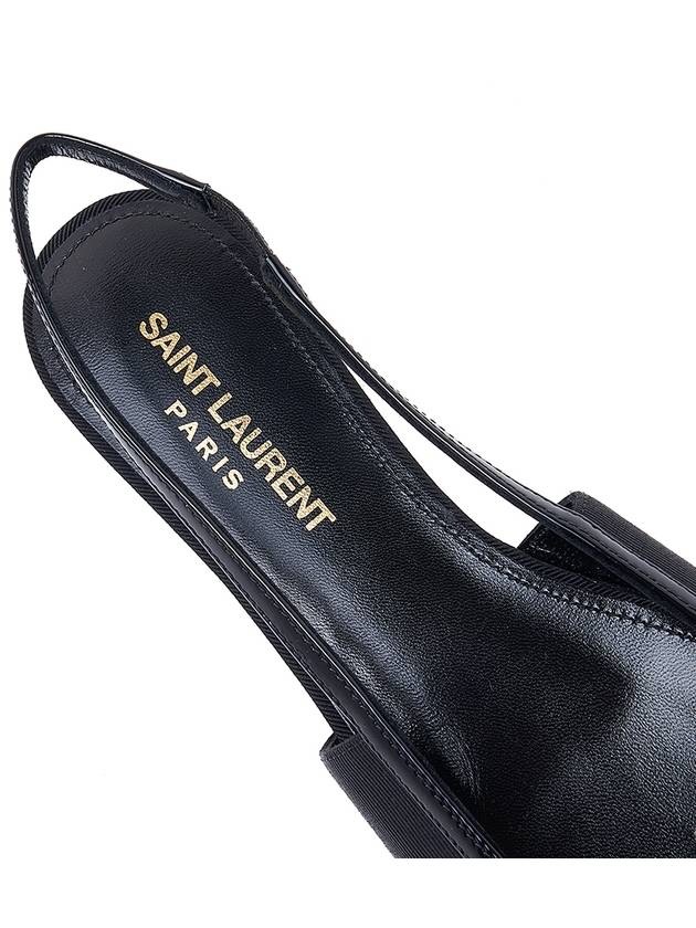 Blade Ottoman Fabric Patent Leather Slingback Flats Black - SAINT LAURENT - BALAAN 8