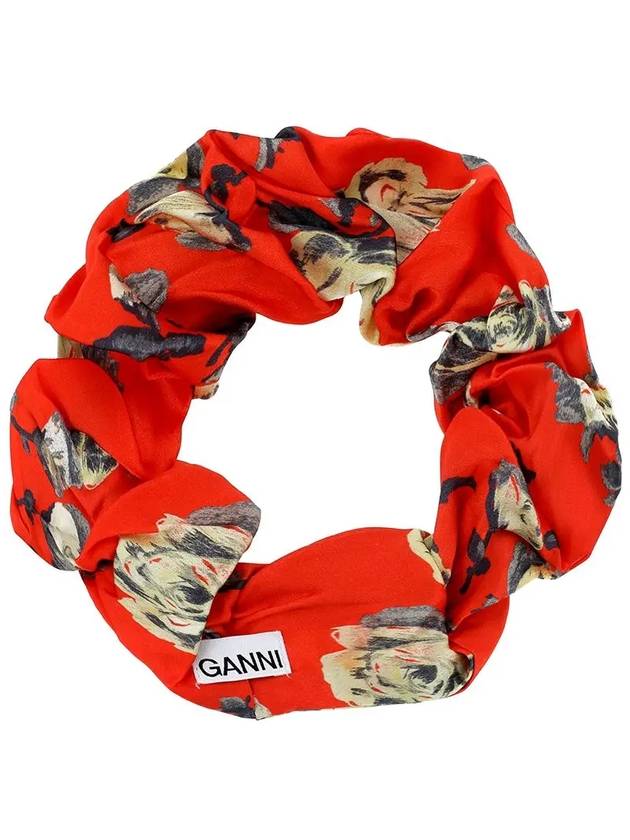 Floral Print Scrunchies Red - GANNI - BALAAN 4