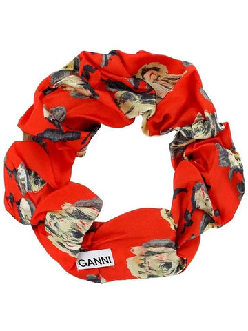 Floral Print Scrunchies Red - GANNI - BALAAN 1