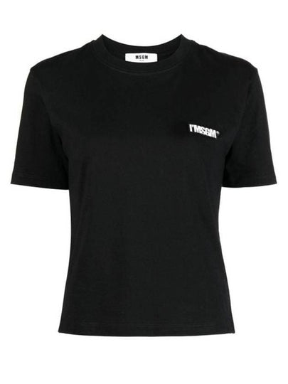 I'msgm Logo Patch Short Sleeve T-Shirt Black - MSGM - BALAAN 2