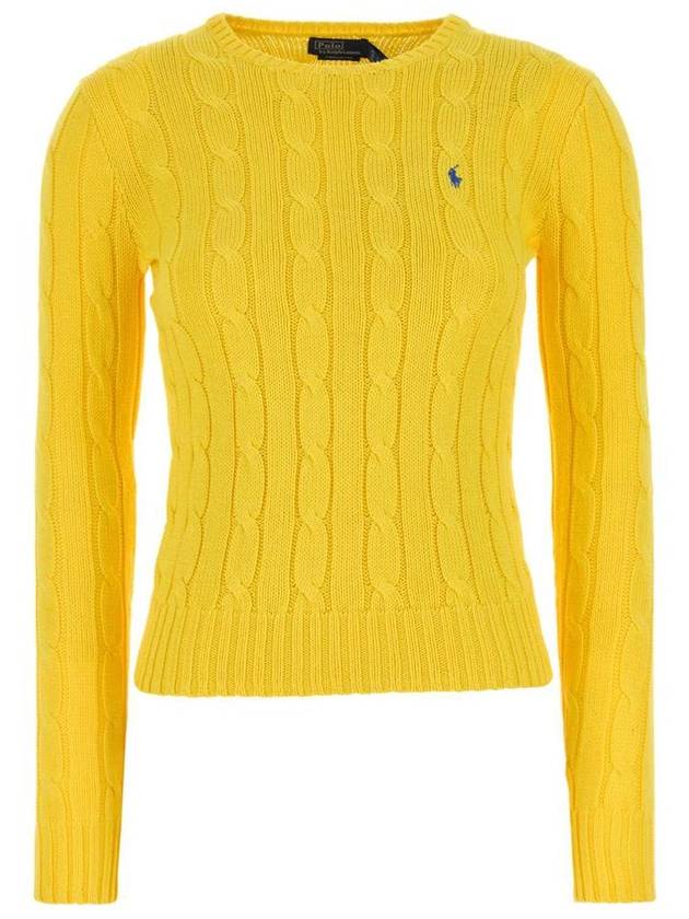 Embroidered Logo Pony Cable Knit Top Yellow - POLO RALPH LAUREN - BALAAN 2