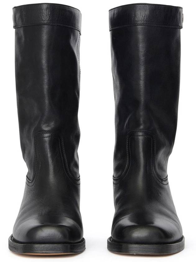 Ademe Biker Leather Mid Boots Black - ISABEL MARANT - BALAAN 5