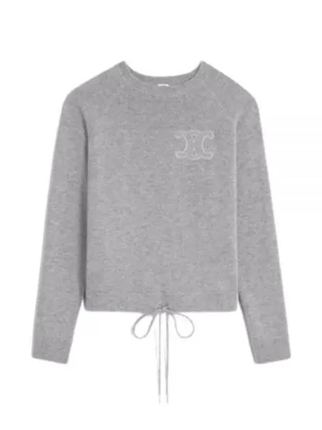 Triomphe Patch Wool Cashmere Crew Neck Sweater Grey - CELINE - BALAAN 2