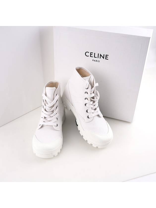 Logo Patapans Lace Up High Top Sneakers White - CELINE - BALAAN 3