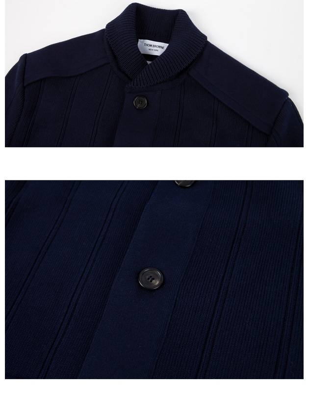 Single Breasted Button Cotton Jacket Navy - THOM BROWNE - BALAAN 8