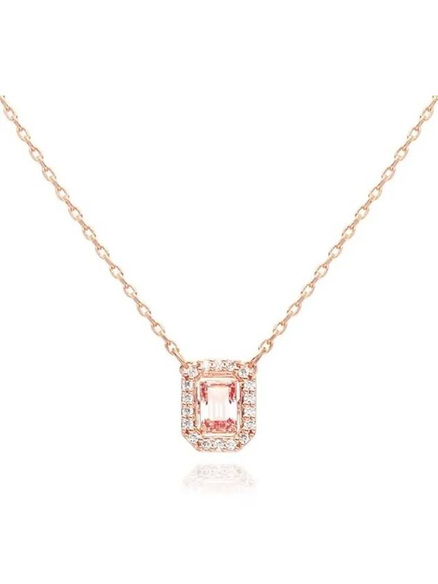 Una Octagon Cut Crystal Pendant Necklace Pink Rose Gold - SWAROVSKI - BALAAN 4