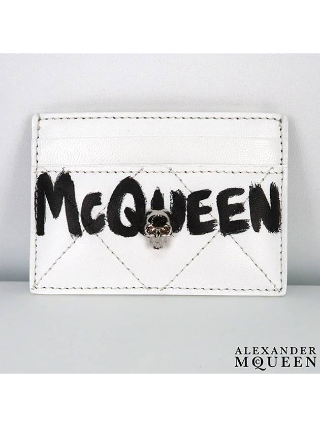 Silver Skull Graffiti Logo Card Wallet White - ALEXANDER MCQUEEN - BALAAN 2