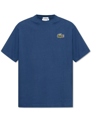 Loose Fit Heavy Cotton Badge Short Sleeve T-Shirt Navy - LACOSTE - BALAAN 1