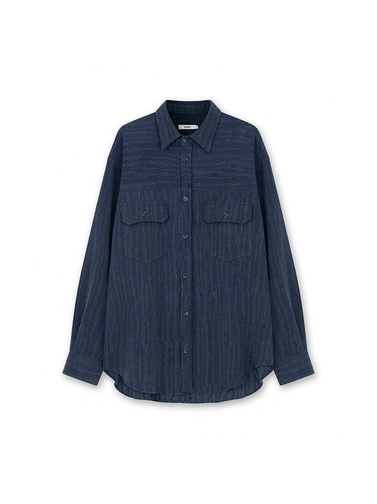 Unisex mixed jacquard shirtnavy - NUAKLE - BALAAN 1