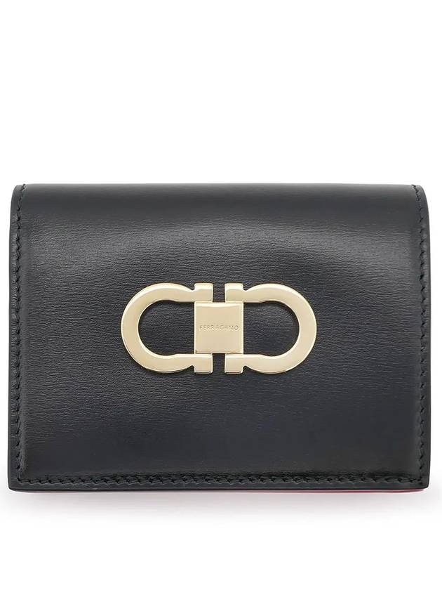 Double Gancio Half Wallet Black - SALVATORE FERRAGAMO - BALAAN 2