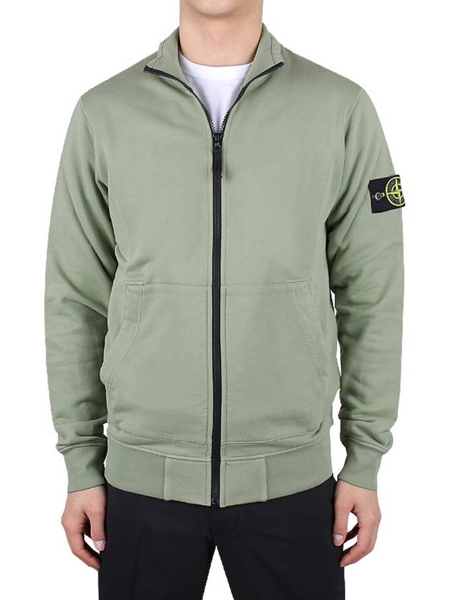 Wappen Patch Cotton Fleece Zip-up Jacket Khaki - STONE ISLAND - BALAAN 3