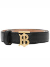 2CM Gold Color Metal Buckle TB Logo Leather Belt Black - BURBERRY - BALAAN 1