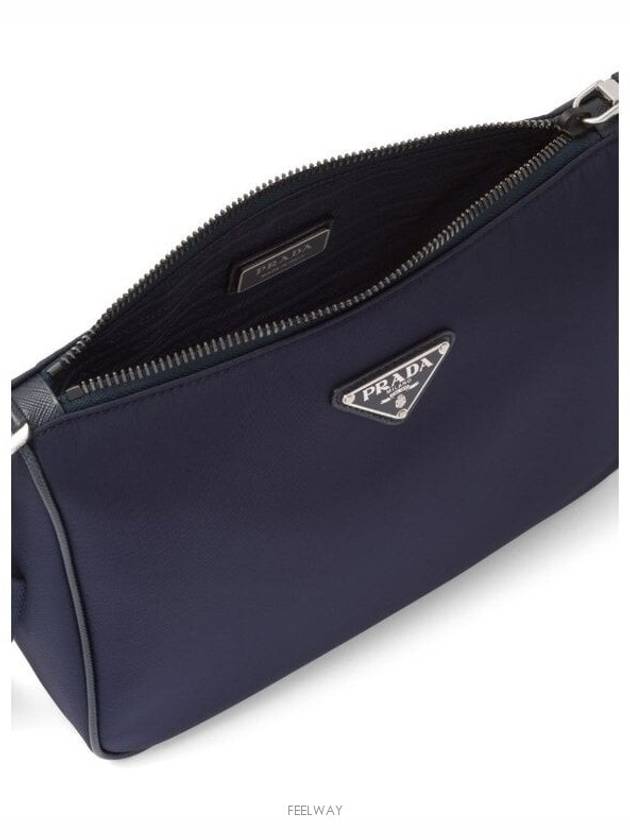 Triangular Logo Re-Nylon Saffiano Leather Shoulder Bag Midnight Blue - PRADA - BALAAN 3