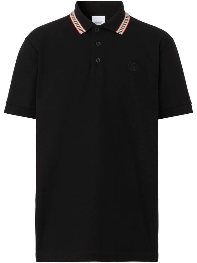 Striped Cotton Polo Shirt Black - BURBERRY - BALAAN 3