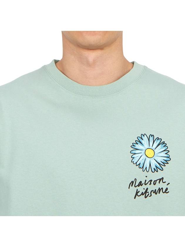 Floating Flower Comfort Short Sleeve T-Shirt Seafoam Blue - MAISON KITSUNE - BALAAN 6