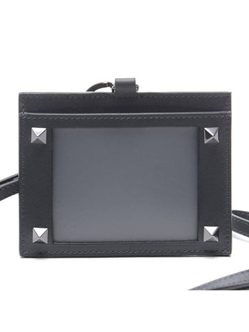 18FW Men's Rockstud Badge Holder Card Wallet QY2P0P50_VH3_D12_18F - VALENTINO - BALAAN 1