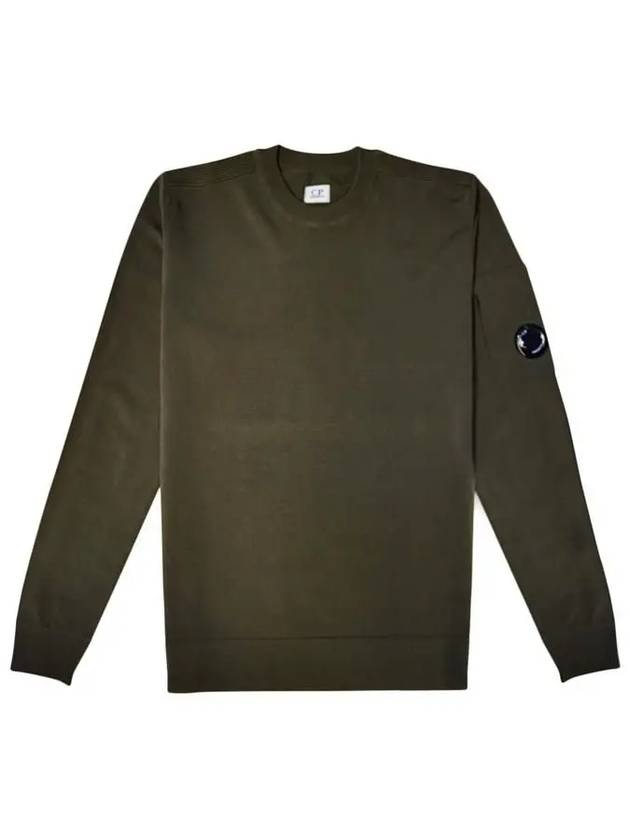 Men's Lens Wool Regular Fit Knit Top Khaki - CP COMPANY - BALAAN.