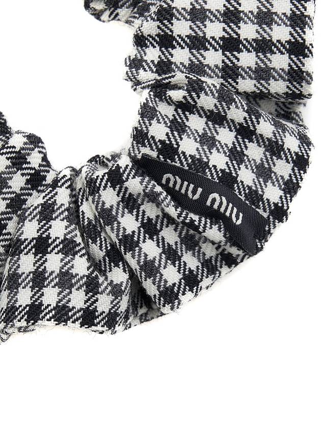 Gingham Check Wool Scrunchie Black White - MIU MIU - BALAAN 8