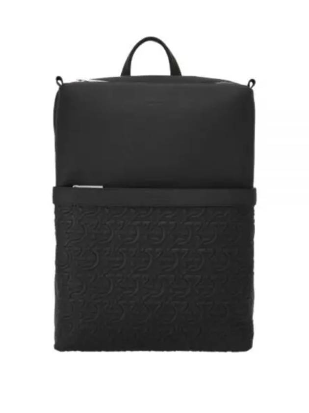 Embossed Gancini Pattern Backpack Black - SALVATORE FERRAGAMO - BALAAN 2