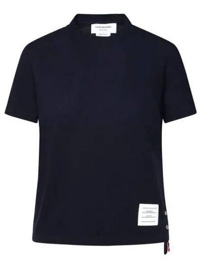 Center Back Stripe Classic Cotton Pique Relaxed Fit Short Sleeve T-Shirt Navy - THOM BROWNE - BALAAN 2