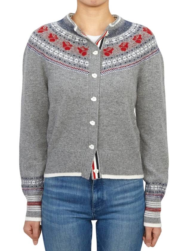 Rose Iceland Fair Isle Intarsia Cardigan FKC596AY1029 - THOM BROWNE - BALAAN 2