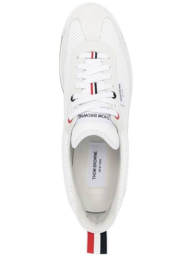 Vitello Calf Leather Clear Sole Tech Runner Sneakers White - THOM BROWNE - BALAAN 5