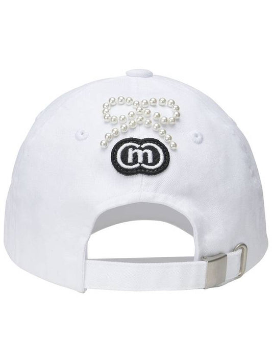 Women’s Pearl Stud Symbol Logo Soft Type White Ball Cap DO9242AC17 4 - DOYOUKNOWMC GOLF WEAR - BALAAN 2