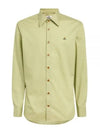 Men's Embroidered ORB Long Sleeve Shirt  Light Green - VIVIENNE WESTWOOD - BALAAN 1