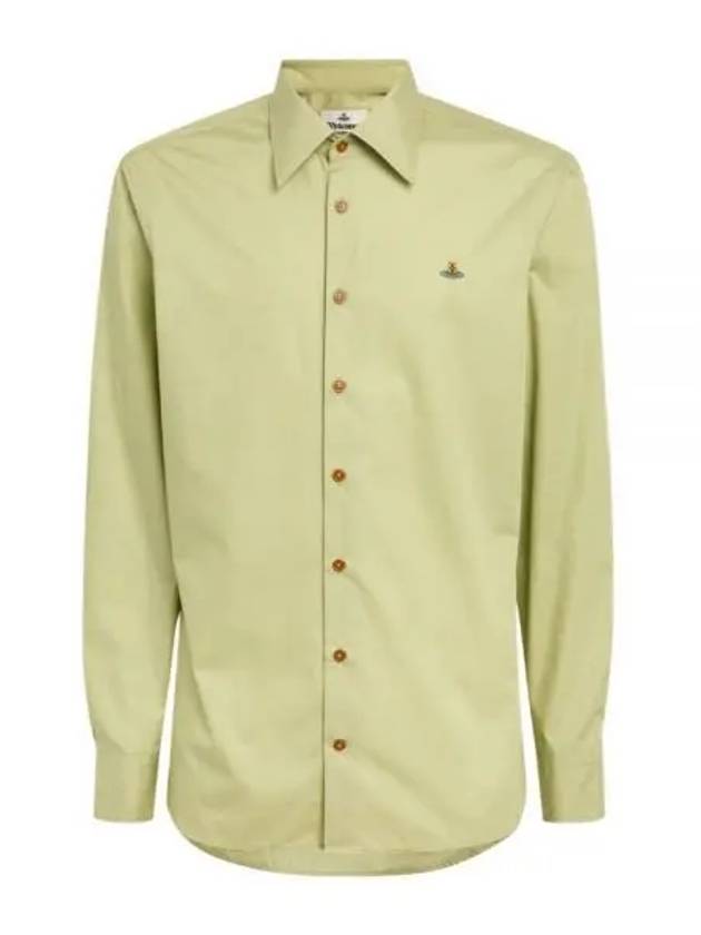 Men's Embroidered ORB Long Sleeve Shirt  Light Green - VIVIENNE WESTWOOD - BALAAN 2