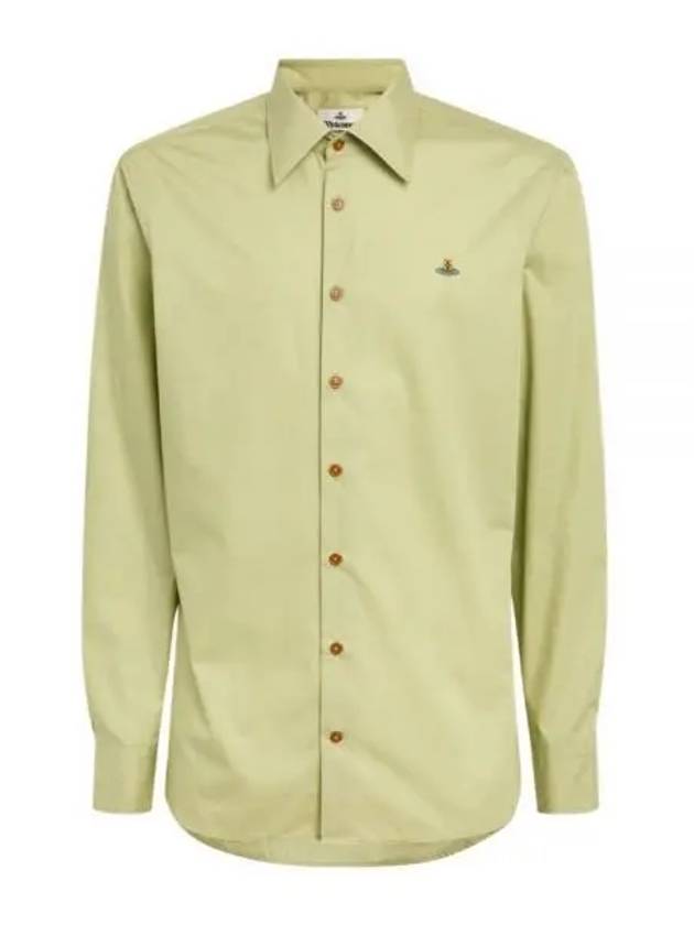 Men's Embroidered ORB Long Sleeve Shirt Light Green - VIVIENNE WESTWOOD - BALAAN 1