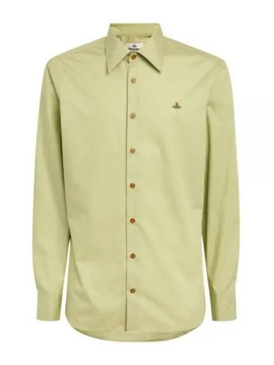 Men's Embroidered ORB Long Sleeve Shirt Light Green - VIVIENNE WESTWOOD - BALAAN 1
