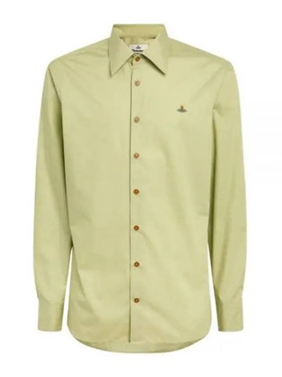 Men's Embroidered ORB Long Sleeve Shirt  Light Green - VIVIENNE WESTWOOD - BALAAN 2