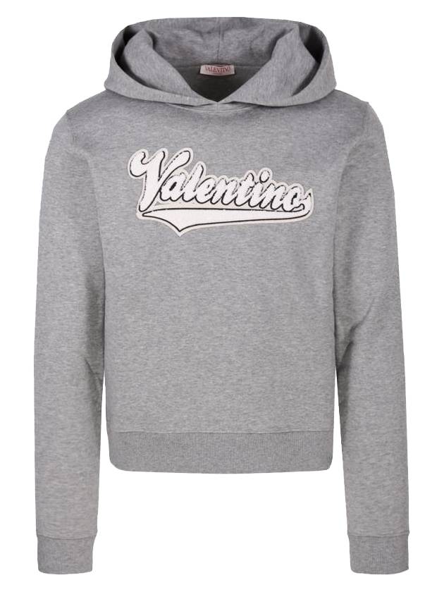 Logo Patch Cotton Hoodie Grey - VALENTINO - BALAAN 1