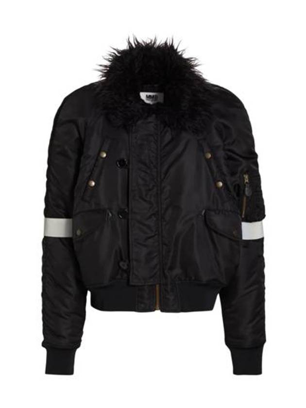 Faux Fur Collar Bomber Jacket Black - MAISON MARGIELA - BALAAN 2