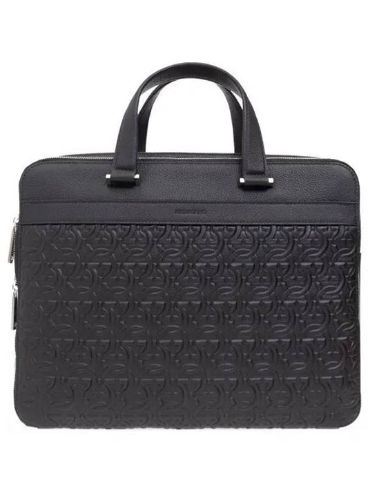 Gancini Embossed Brief Case Black - SALVATORE FERRAGAMO - BALAAN 2