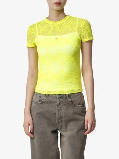 Uftee Melany Short Sleeve T-Shirt Yellow Fluo - DIESEL - BALAAN 2