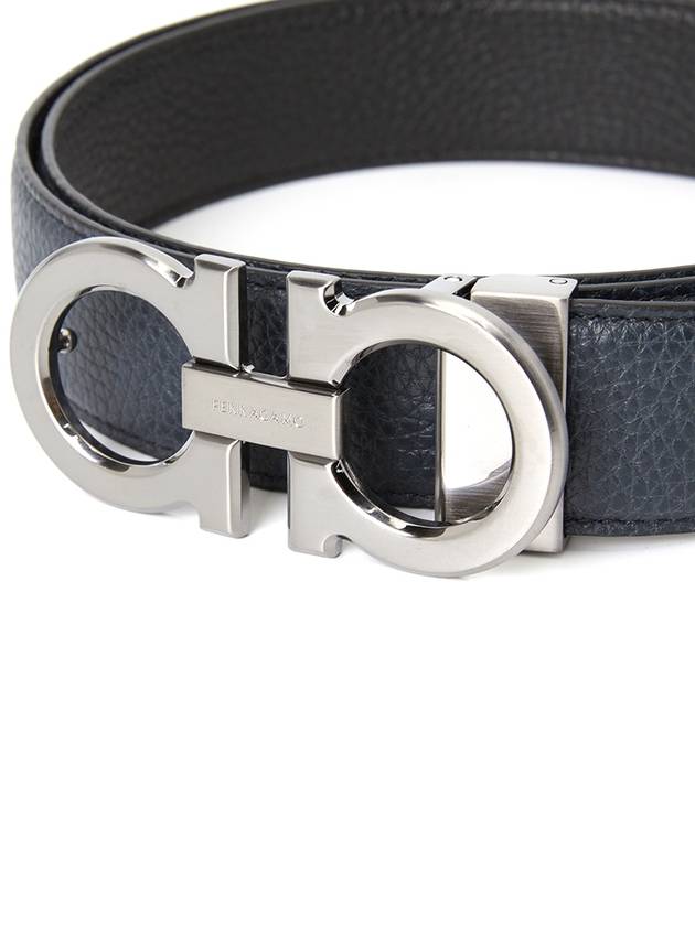 Reversible Adjustable Gancini Belt Black - SALVATORE FERRAGAMO - BALAAN 7