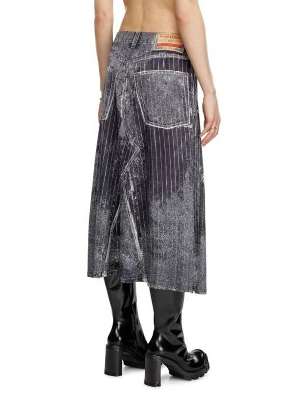 O Hanna Print Of Pinstripe Denim A Line Skirt Black - DIESEL - BALAAN 4