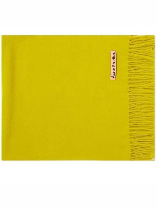 Logo Wool Fringe Scarf Yellow - ACNE STUDIOS - BALAAN 1