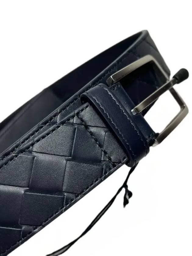 Intrecciato Leather Belt Navy - BOTTEGA VENETA - BALAAN 5