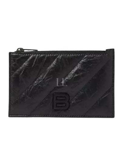 Crush Zipper Leather Card Wallet Black - BALENCIAGA - BALAAN 2