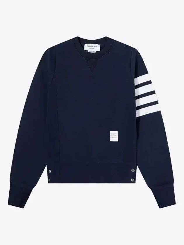 Engineered 4 Bar Stripe Loopback Jersey Knit Crewneck Sweatshirt Navy - THOM BROWNE - BALAAN 2