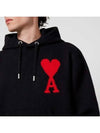 Big Heart Logo Wool Hoodie Black - AMI - BALAAN 5