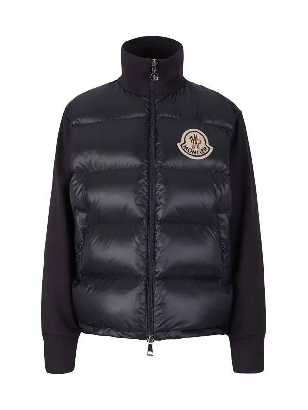 Logo Patch Knit Padded Zip-up Jacket Navy - MONCLER - BALAAN 3