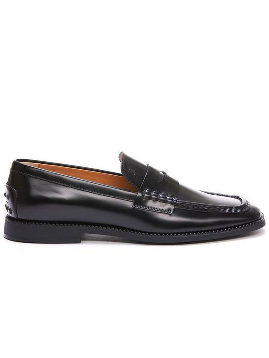 Pebble Tab Leather Penny Loafers Black - TOD'S - BALAAN 1