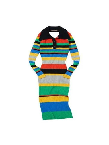 for WOMEN Striped Polo Knit Dress atb823w ORANGE - ANDERSSON BELL - BALAAN 1