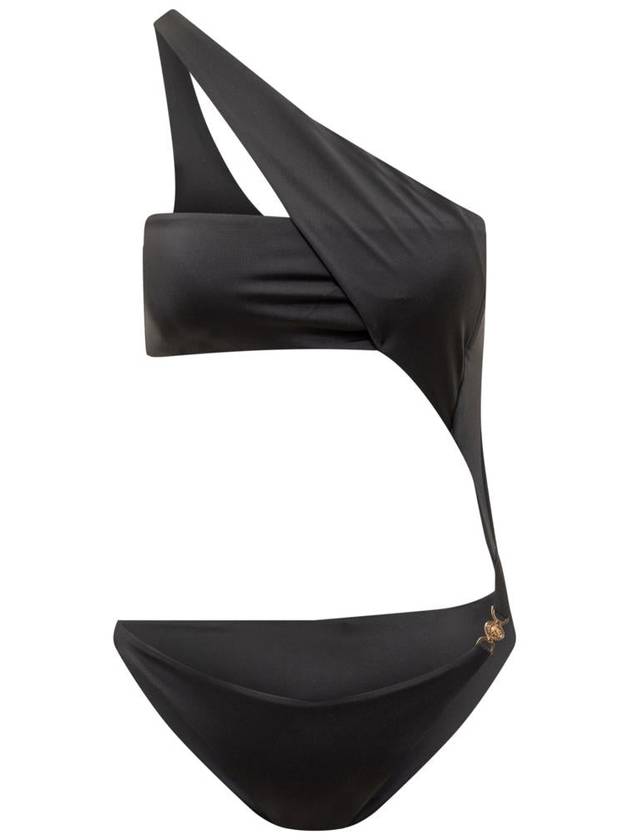 Women's Shoulder Strap Swimsuit Black - VERSACE - BALAAN 2